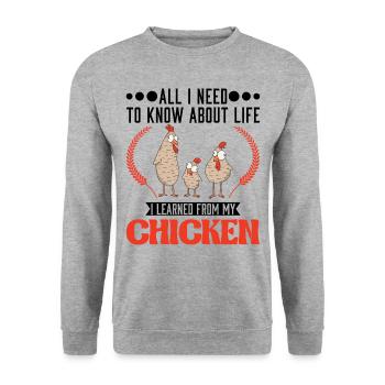 Chicken Saying Chicken Chicken Chicken - Unisex Sweatshirt - salt & pepper - Front - Alina (178cm) & Michal (187cm)