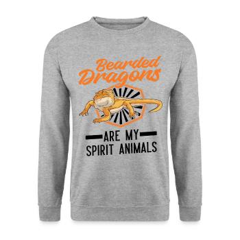 Les dragons barbus sont mes animaux spirituels Dragon barbu - Sweat-shirt Unisexe - gris chiné - Devant - Alina (178cm) & Michal (187cm)
