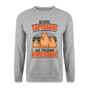 Because Capybaras are freaking awesome - Unisex Pullover - Weißgrau meliert - Vorne - Alina (178cm) & Michal (187cm)