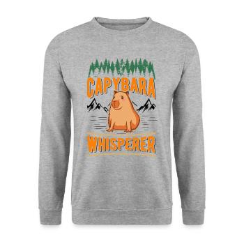 Capybara Flüsterer Capybara Whisperer - Unisex Pullover - Weißgrau meliert - Vorne - Alina (178cm) & Michal (187cm)