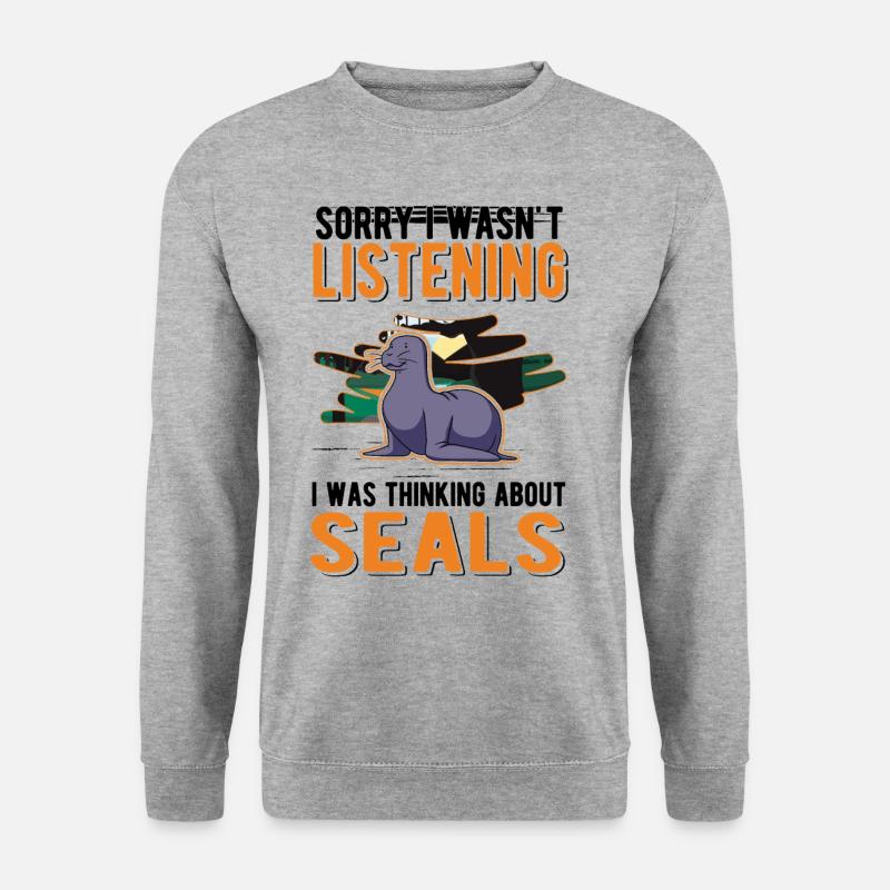 Robbe Geschenk Seelöwe - Unisex Pullover - Weißgrau meliert
