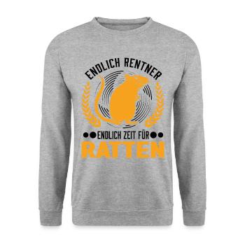 Ratten Rentner Rattenbesitzer Opa - Unisex Pullover - Weißgrau meliert - Vorne - Alina (178cm) & Michal (187cm)