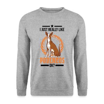 J’aime vraiment Podencos ok Spanish Greyhound - Sweat-shirt Unisexe - gris chiné - Devant - Alina (178cm) & Michal (187cm)