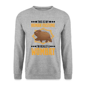 C’est mon costume humain, je suis vraiment un Wombat - Sweat-shirt Unisexe - gris chiné - Devant - Alina (178cm) & Michal (187cm)