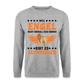 Leonberger Engel - Unisex Pullover - Weißgrau meliert - Vorne - Alina (178cm) & Michal (187cm)
