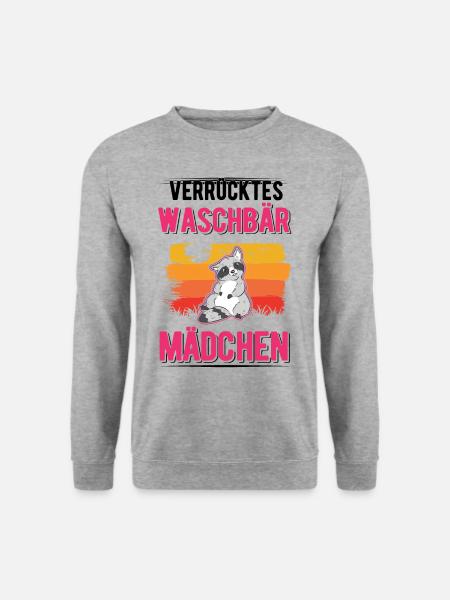 Verrücktes Waschbär MädchenRaccoon - Unisex Pullover - Weißgrau meliert