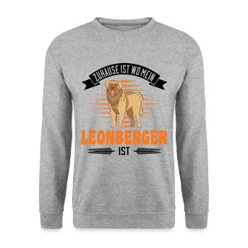 Zuhause ist wo mein Leonberger ist - Unisex Pullover - Weißgrau meliert - Vorne - Alina (178cm) & Michal (187cm)