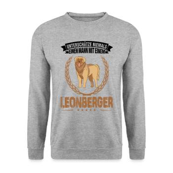 Leonberger Mann - Unisex Pullover - Weißgrau meliert - Vorne - Alina (178cm) & Michal (187cm)