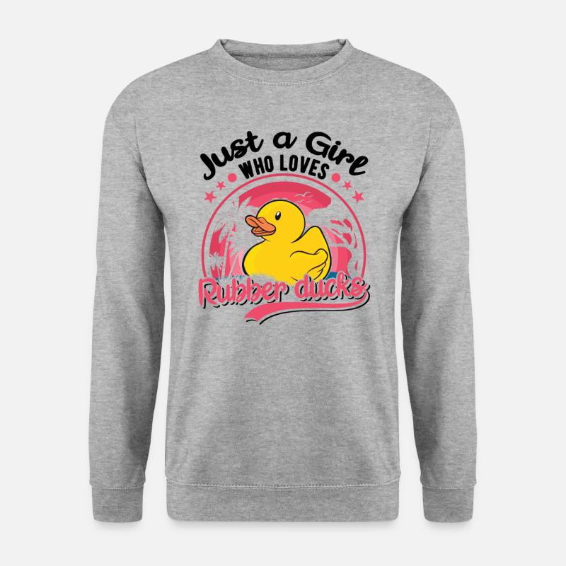 Gummiente Mädchen Quietscheente Badeente - Unisex Pullover - Weißgrau meliert