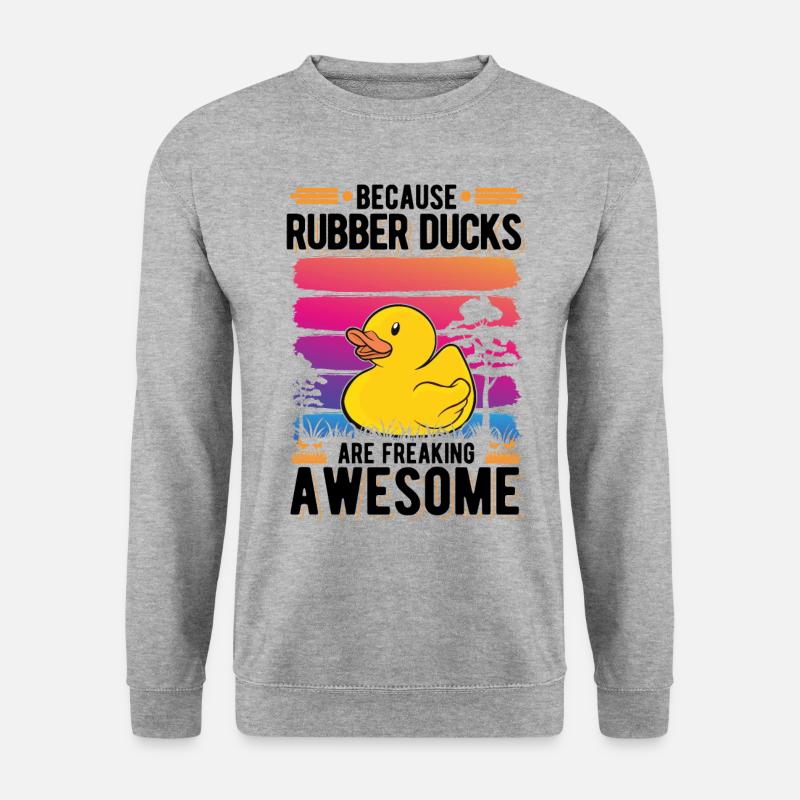 Gummiente Geschenk Quietscheente Badeente - Unisex Pullover - Weißgrau meliert