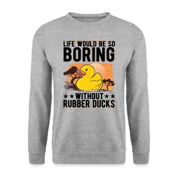 Canard en caoutchouc Cadeau Canard Grinçant Canard Bain Canard - Sweat-shirt Unisexe - gris chiné - Devant - Alina (178cm) & Michal (187cm)