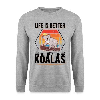 Life is better with Koalas Koala Bear - Unisex Sweatshirt - salt & pepper - Front - Alina (178cm) & Michal (187cm)