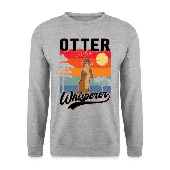 Otter Flüsterer Otter Whisperer Seeotter - Unisex Pullover - Weißgrau meliert - Vorne - Alina (178cm) & Michal (187cm)
