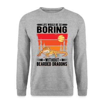 Dragon barbu Cadeau Dragon barbu - Sweat-shirt Unisexe - gris chiné - Devant - Alina (178cm) & Michal (187cm)