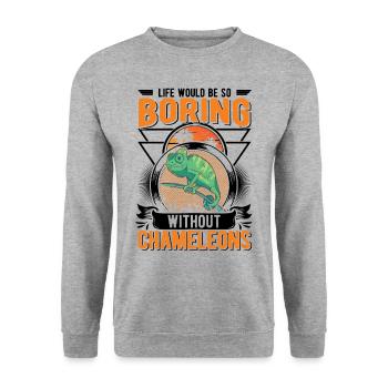 Chameleon Gift Chameleon - Unisex Sweatshirt - salt & pepper - Front - Alina (178cm) & Michal (187cm)