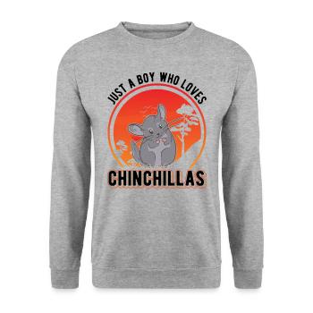 Just a Boy who loves Chinchillas Junge - Unisex Pullover - Weißgrau meliert - Vorne - Alina (178cm) & Michal (187cm)