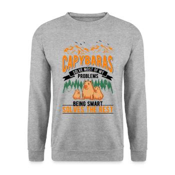 Capybara Cadeau Capybara Capibara - Sweat-shirt Unisexe - gris chiné - Devant - Alina (178cm) & Michal (187cm)