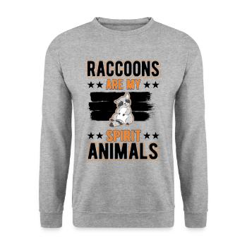 Waschbär Spirit Animal Raccoon - Unisex Pullover - Weißgrau meliert - Vorne - Alina (178cm) & Michal (187cm)