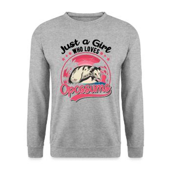 Opossum Girl Possum Pouch Rat - Unisex Sweatshirt - salt & pepper - Front - Alina (178cm) & Michal (187cm)