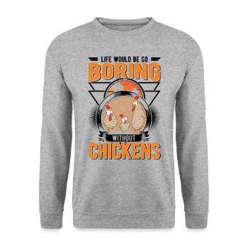 Poulailler de producteur de cadeaux de poulet - Sweat-shirt Unisexe - gris chiné - Devant - Alina (178cm) & Michal (187cm)