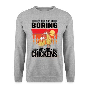 Poulailler de producteur de cadeaux de poulet - Sweat-shirt Unisexe - gris chiné - Devant - Alina (178cm) & Michal (187cm)
