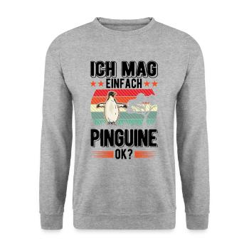 Ich mag einfach Pinguine - Unisex Pullover - Weißgrau meliert - Vorne - Alina (178cm) & Michal (187cm)