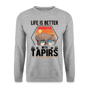 Life is better with Tapirs - Unisex Sweatshirt - salt & pepper - Front - Alina (178cm) & Michal (187cm)