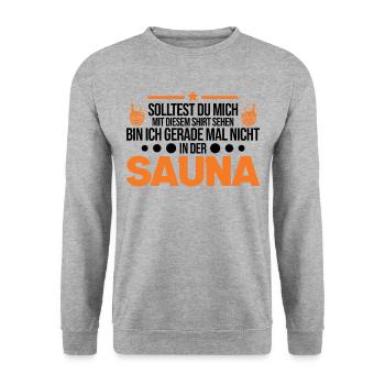 Sauna Shirt Saunieren Saunagänger - Unisex Pullover - Weißgrau meliert - Vorne - Alina (178cm) & Michal (187cm)