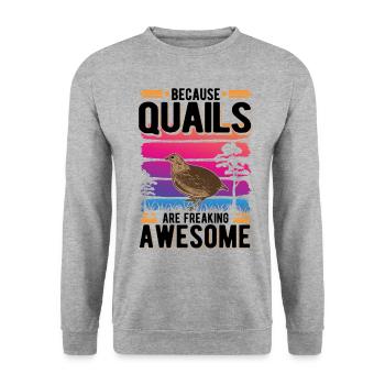 Because Quails are freaking awesome Wachtel - Unisex Pullover - Weißgrau meliert - Vorne - Alina (178cm) & Michal (187cm)