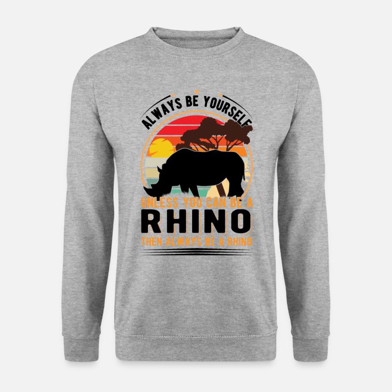 Nashorn Geschenk Rhino - Unisex Pullover - Weißgrau meliert