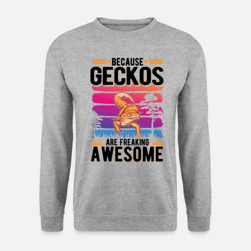 Because Geckos are freaking awesome - Unisex Pullover - Weißgrau meliert