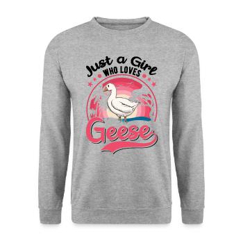 Geese Girl Goose Breeder Goose - Unisex Sweatshirt - salt & pepper - Front - Alina (178cm) & Michal (187cm)