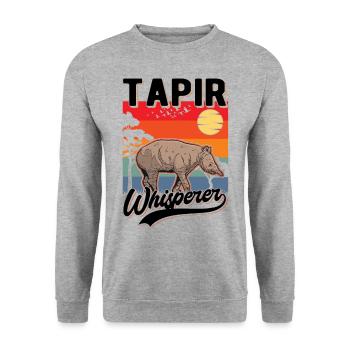 Tapir Whisperer Tapir Flüsterer - Unisex Pullover - Weißgrau meliert - Vorne - Alina (178cm) & Michal (187cm)