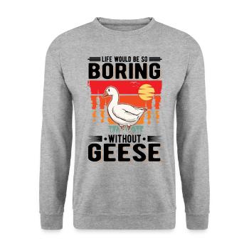 Geese Gift Goose Breeder Goose - Unisex Sweatshirt - salt & pepper - Front - Alina (178cm) & Michal (187cm)