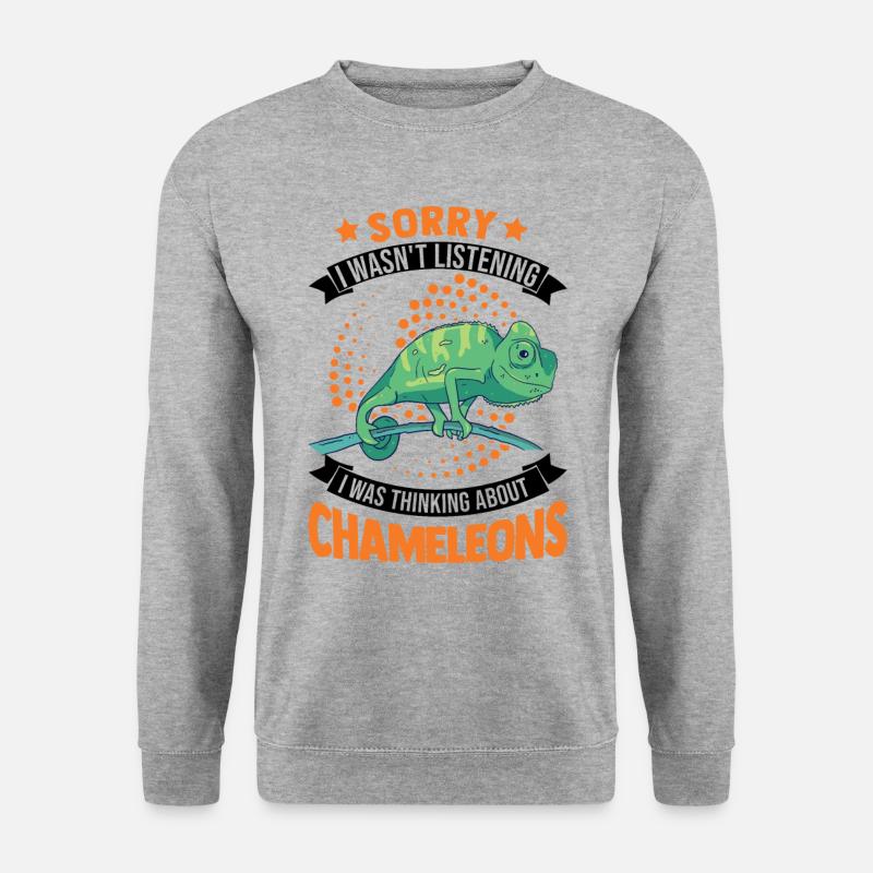 Chamäleon Geschenkidee Chameleon - Unisex Pullover - Weißgrau meliert