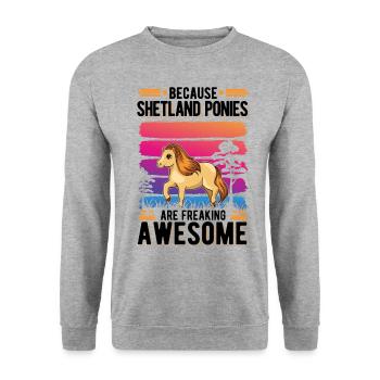 Because Shetland Ponies are freaking awesome - Unisex Pullover - Weißgrau meliert - Vorne - Alina (178cm) & Michal (187cm)