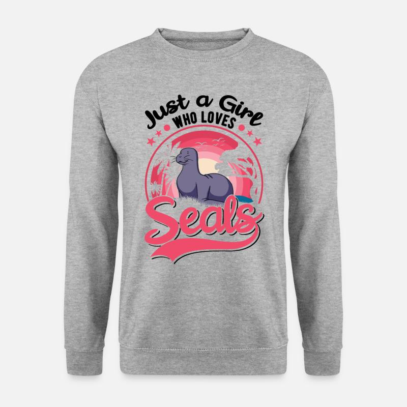 Robben Mädchen - Unisex Pullover - Weißgrau meliert