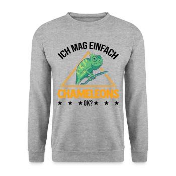 I just like Chameleons - Unisex Sweatshirt - salt & pepper - Front - Alina (178cm) & Michal (187cm)