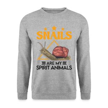 Schnecke Spirit Animal Weinbergschnecken - Unisex Pullover - Weißgrau meliert - Vorne - Alina (178cm) & Michal (187cm)