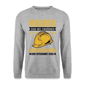 Maurer Einhorn Mauerer Maurermeister - Unisex Pullover - Weißgrau meliert - Vorne - Alina (178cm) & Michal (187cm)