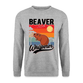 Biber Flüsterer Beaver Whisperer - Unisex Sweatshirt - salt & pepper - Front - Alina (178cm) & Michal (187cm)