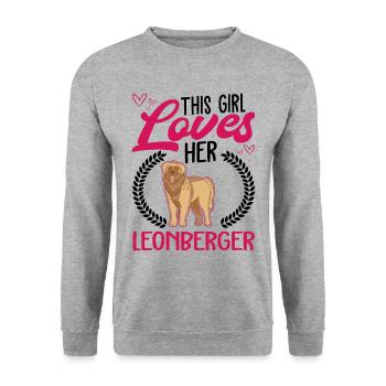 This girl loves her Leonberger - Unisex Pullover - Weißgrau meliert - Vorne - Alina (178cm) & Michal (187cm)