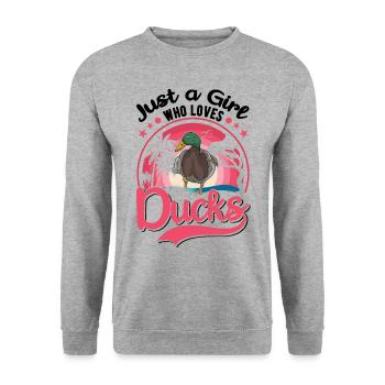 Duck Girl Duck Breeder Cadeau - Sweat-shirt Unisexe - gris chiné - Devant - Alina (178cm) & Michal (187cm)