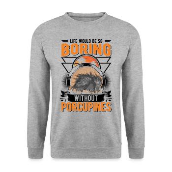 Porcupine Gift Porcupine - Unisex Sweatshirt - salt & pepper - Front - Alina (178cm) & Michal (187cm)
