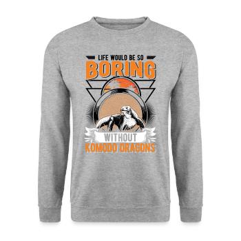 Komodo Dragon Monitor Lizard Gift Komodo Dragon Monitor yano - Unisex Sweatshirt - salt & pepper - Front - Alina (178cm) & Michal (187cm)