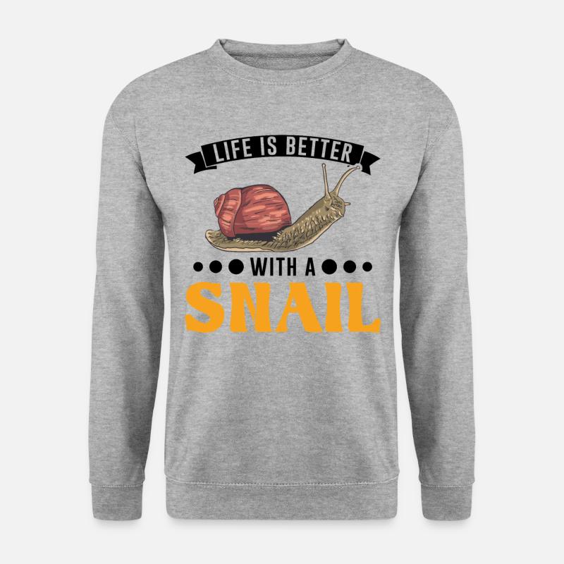 Life is better with a Snail Schnecke - Unisex Pullover - Weißgrau meliert