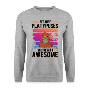 Platypus Gift Platypus - Unisex Sweatshirt - salt & pepper - Front - Alina (178cm) & Michal (187cm)