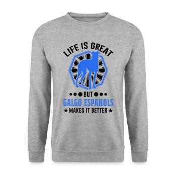 Galgo Espanol Gift Spanish Greyhound - Unisex Sweatshirt - salt & pepper - Front - Alina (178cm) & Michal (187cm)