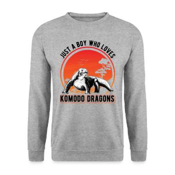 Komodowaran Mädchen Komodo Dragon Waran - Unisex Pullover - Weißgrau meliert - Vorne - Alina (178cm) & Michal (187cm)