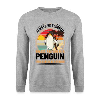 Pingouin Cadeau Pingouin - Sweat-shirt Unisexe - gris chiné - Devant - Alina (178cm) & Michal (187cm)